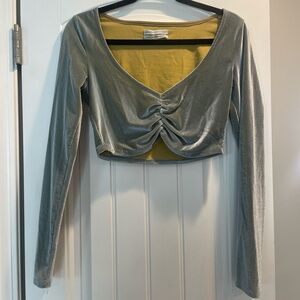 UO Paradox Ruched Velvet Crop Top M